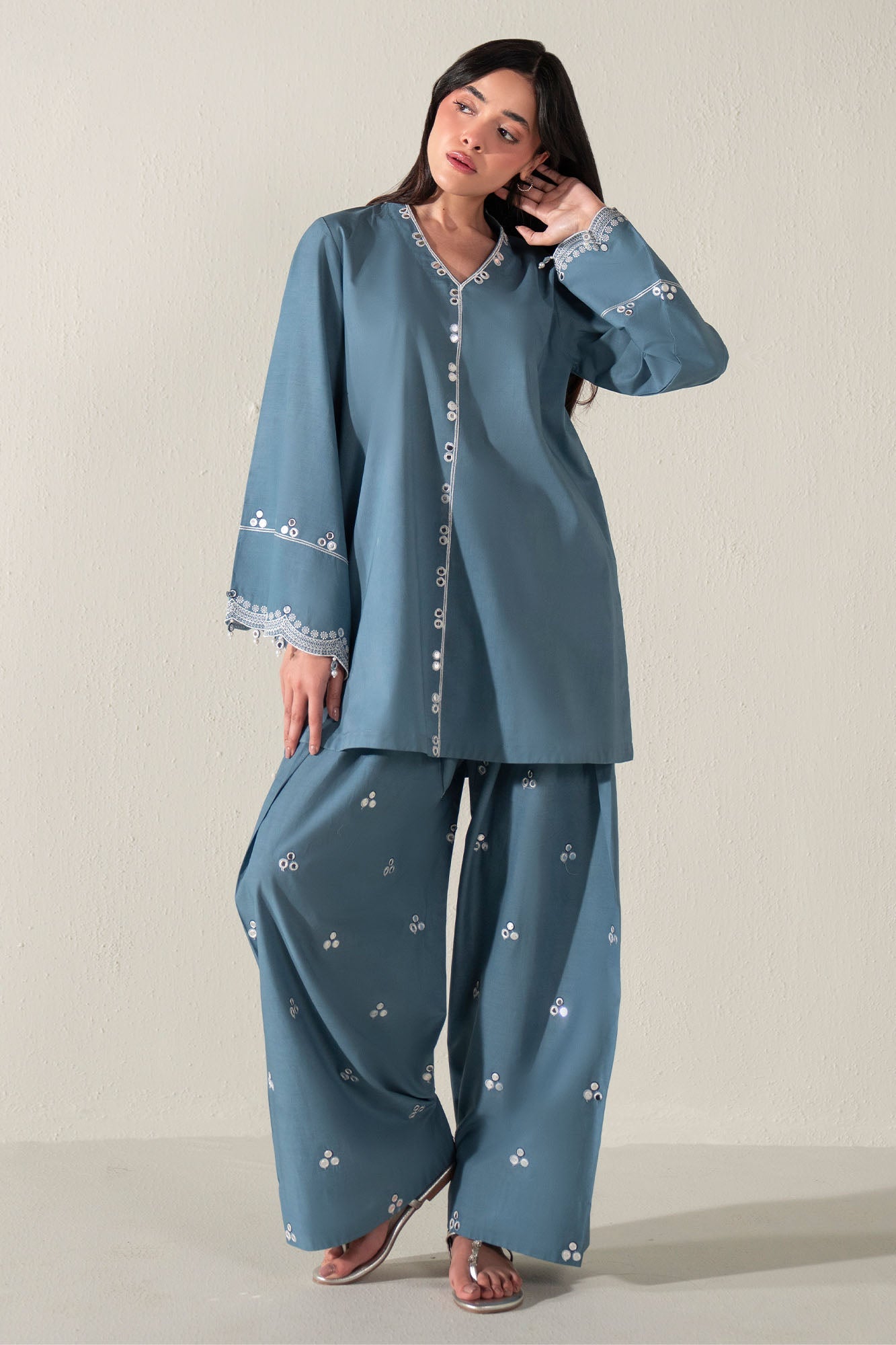 AURELIAN BLUE-2PC (SHIRT & SHALWAR)