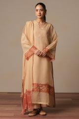 LIGHT TAUPE-3PC (SHIRT, TROUSER & DUPATTA)