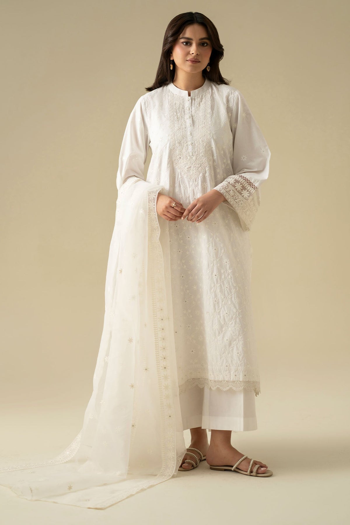 FLORAL WHITE-2PC (SHIRT & DUPATTA)