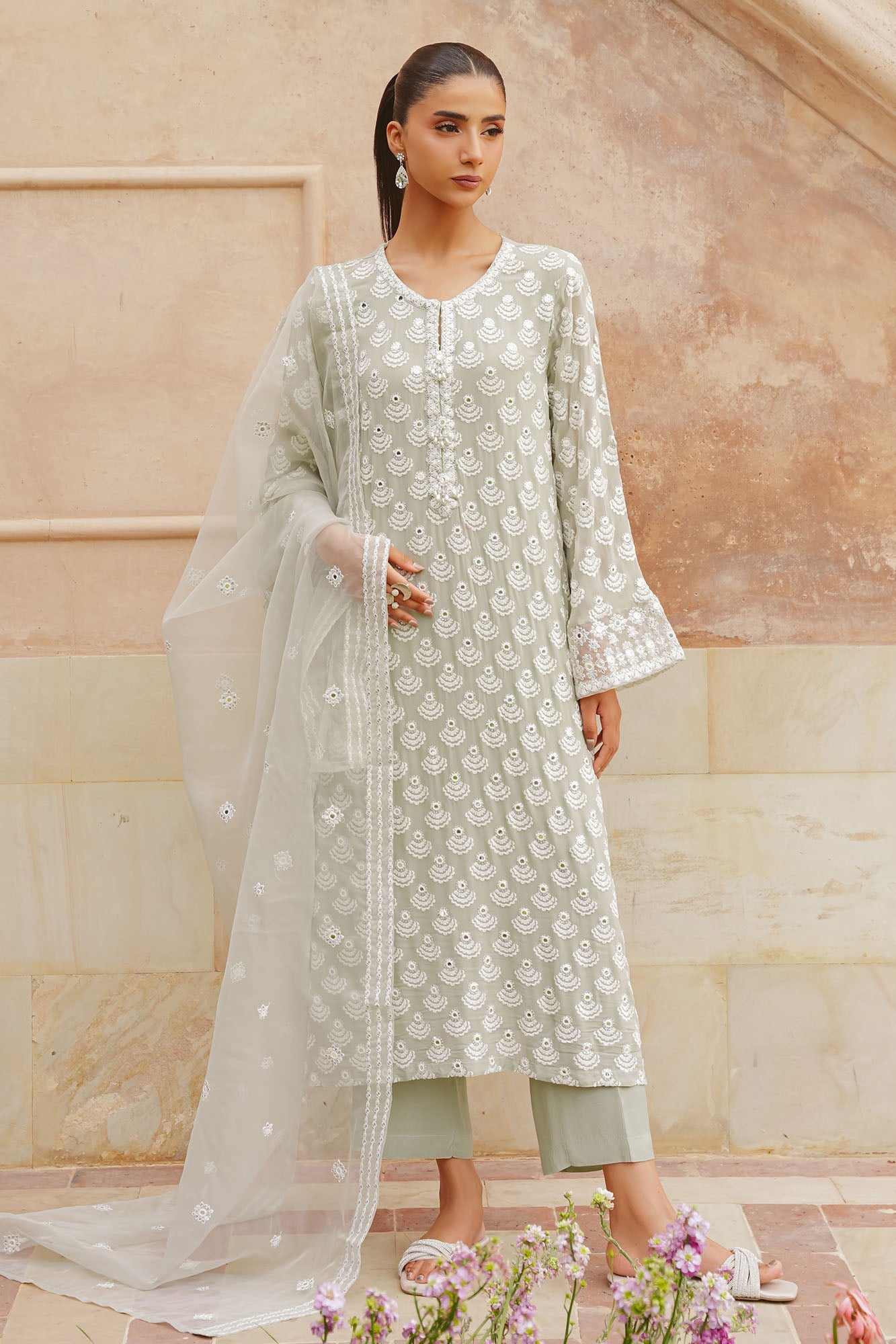 AQUA SPARKLE-3PC (SHIRT, TROUSER & DUPATTA)