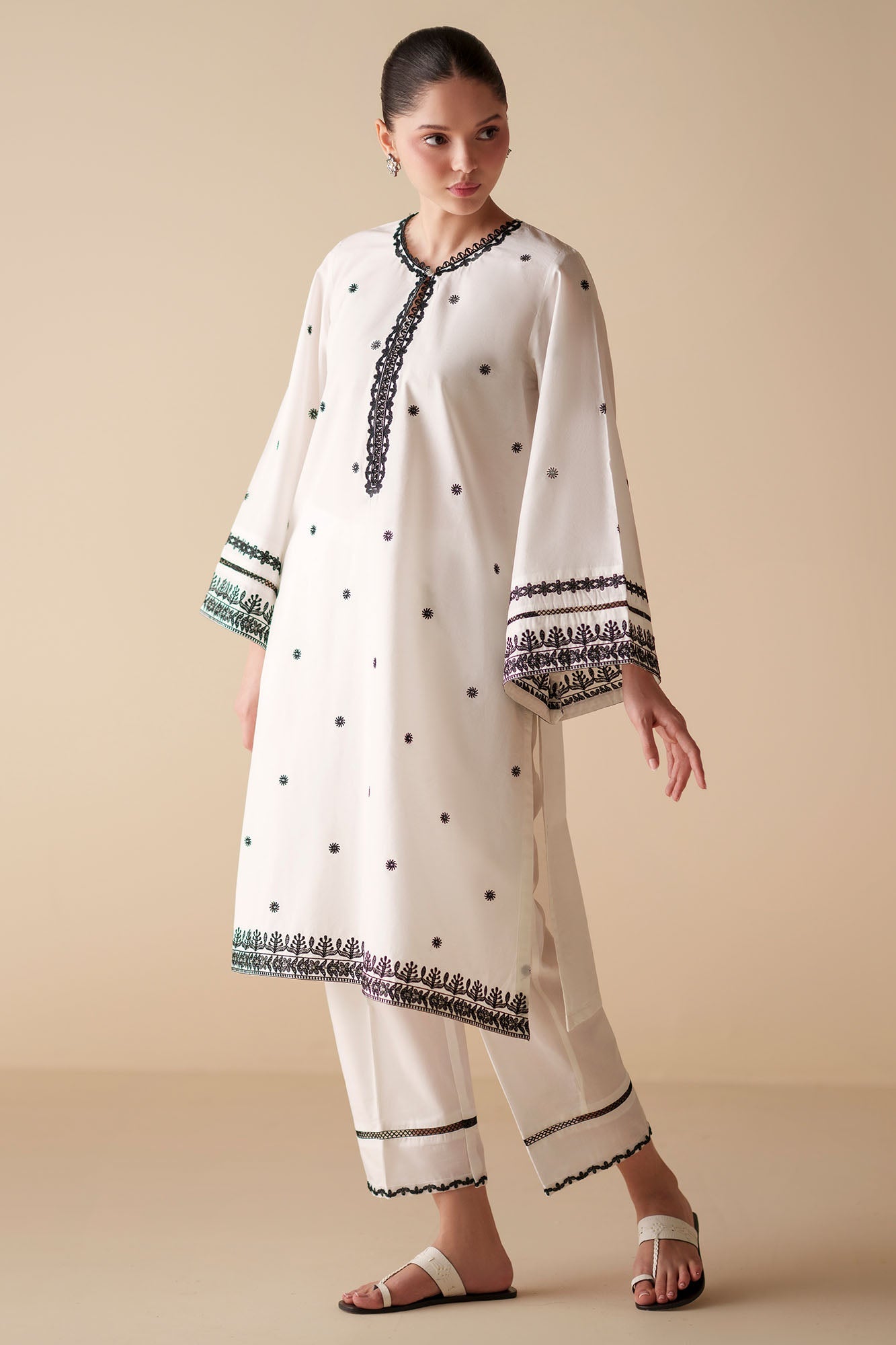 LUNAR IVORY EMBROIDERED CAMBRIC SHIRT