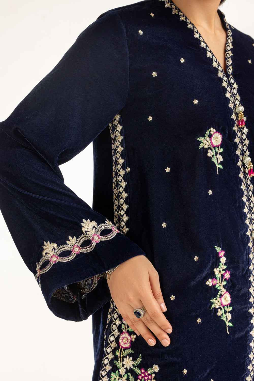 Velvet Embroidered Shirt And Trouser