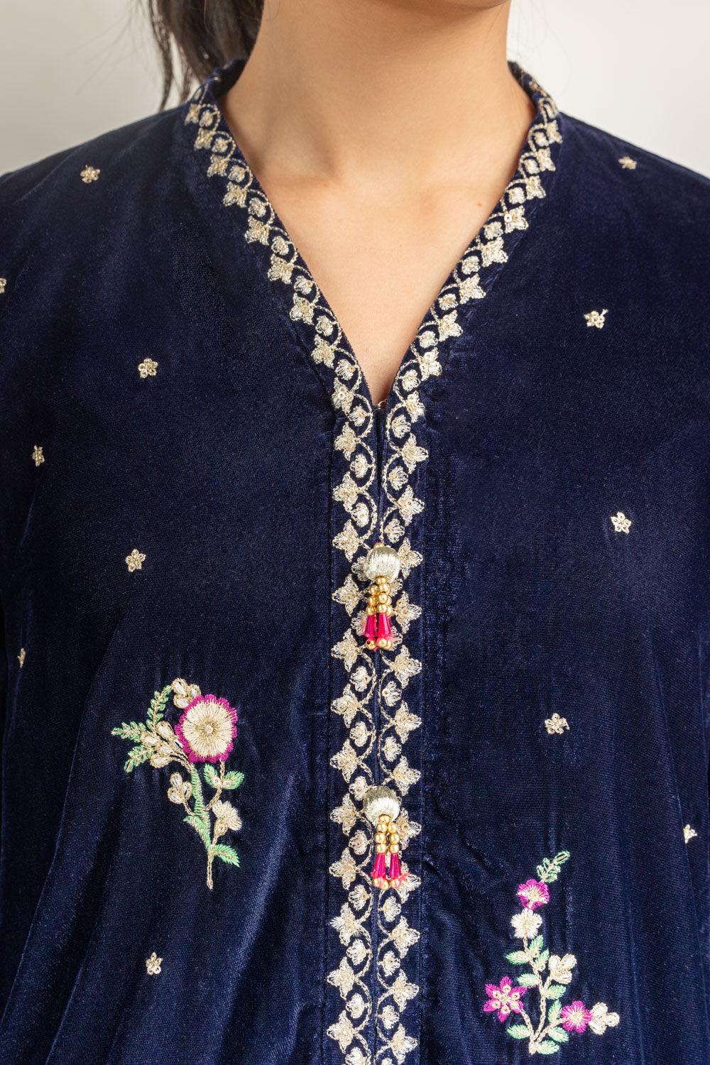 Velvet Embroidered Shirt And Trouser