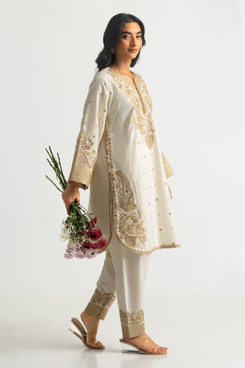 Viscose Raw Silk Embroidered Co-Ord Set