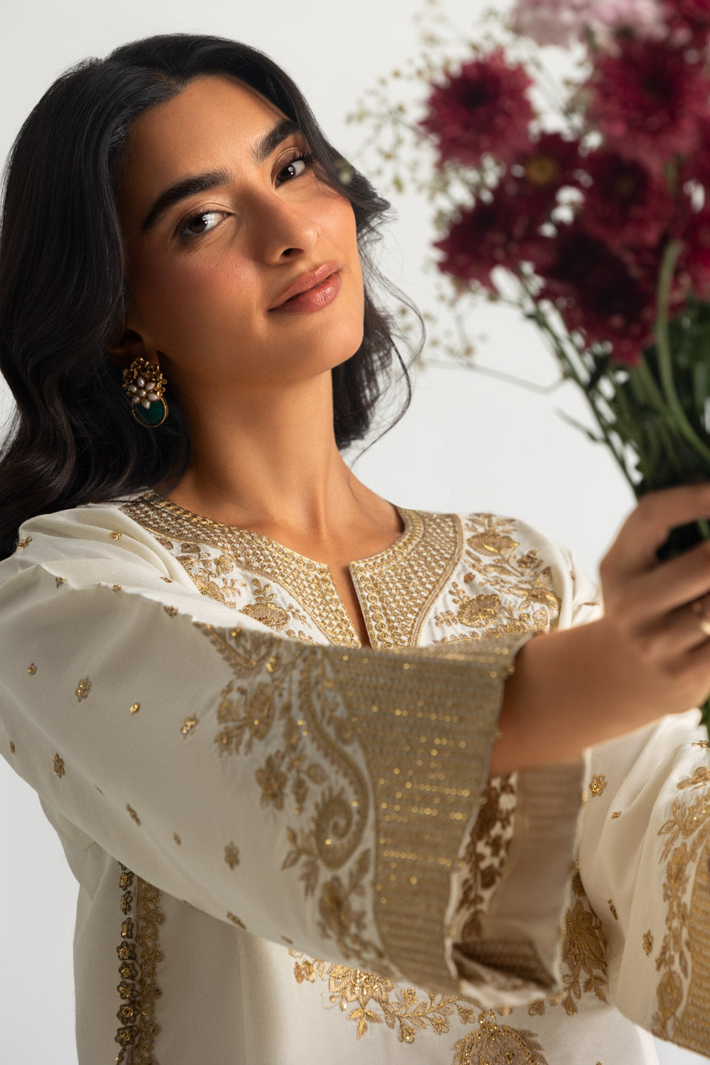 Viscose Raw Silk Embroidered Co-Ord Set
