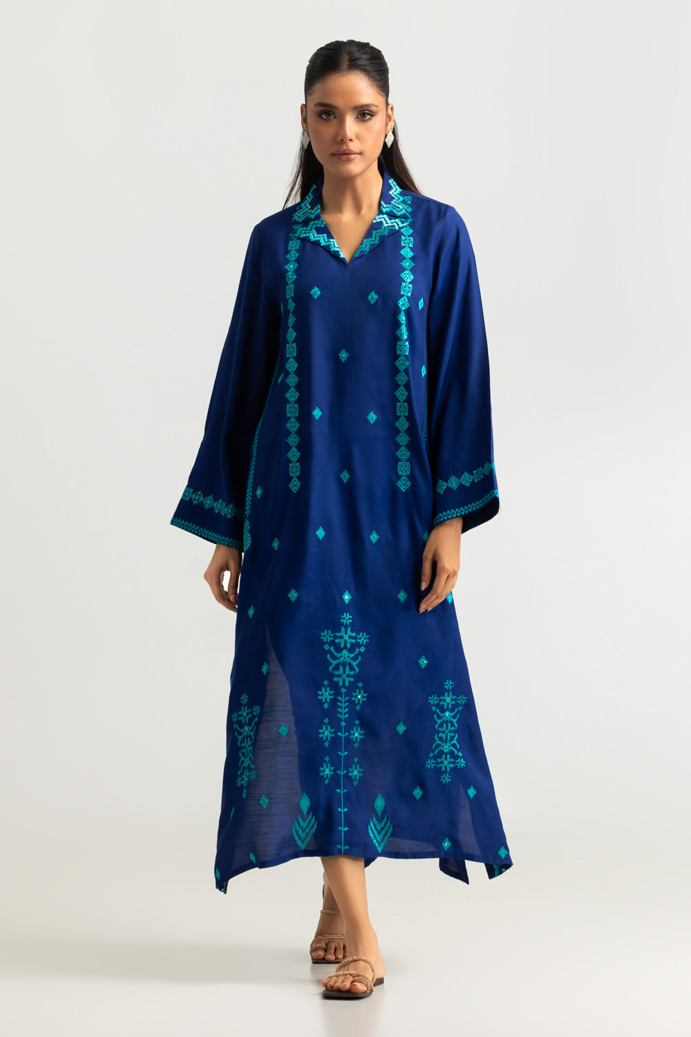 Viscose Rawsilk Embroidered Shirt
