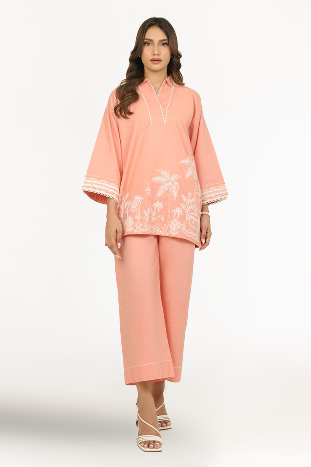 Cotton Bana Dora Embroidered Co-Ord Set
