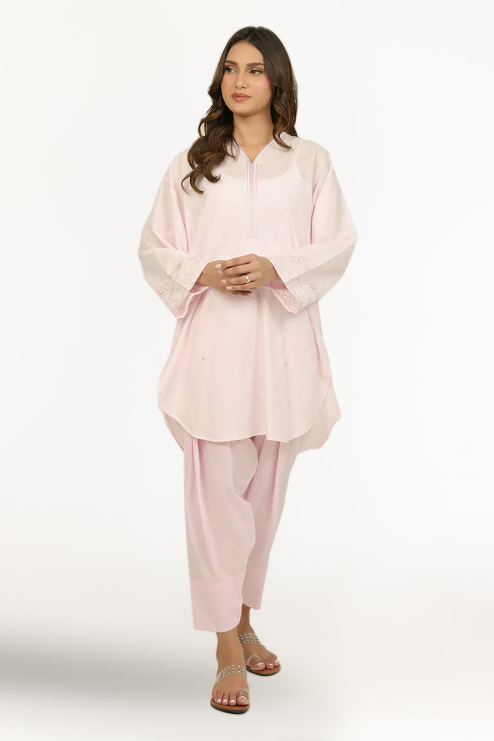Jacquard Embroidered Shirt And Dyed Trouser