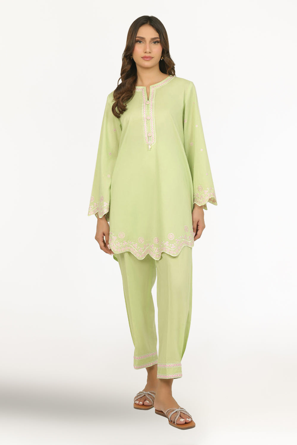 Cambric Embroidered Co-Ord Set