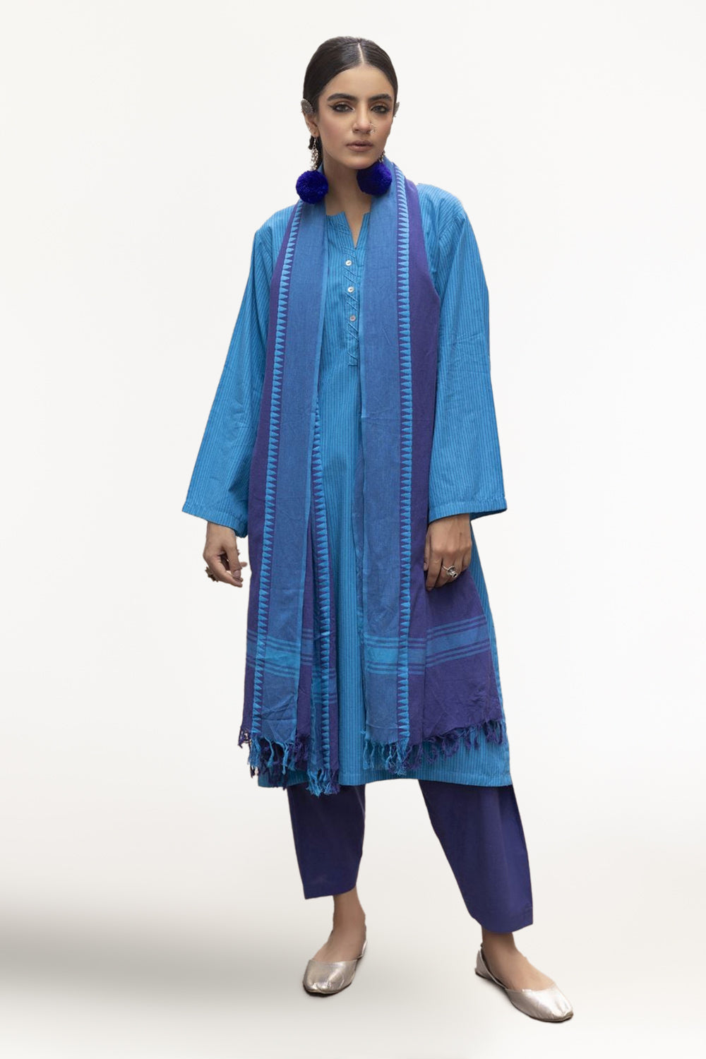 Jacquard Shirt And Trouser With Jacquard Dupatta