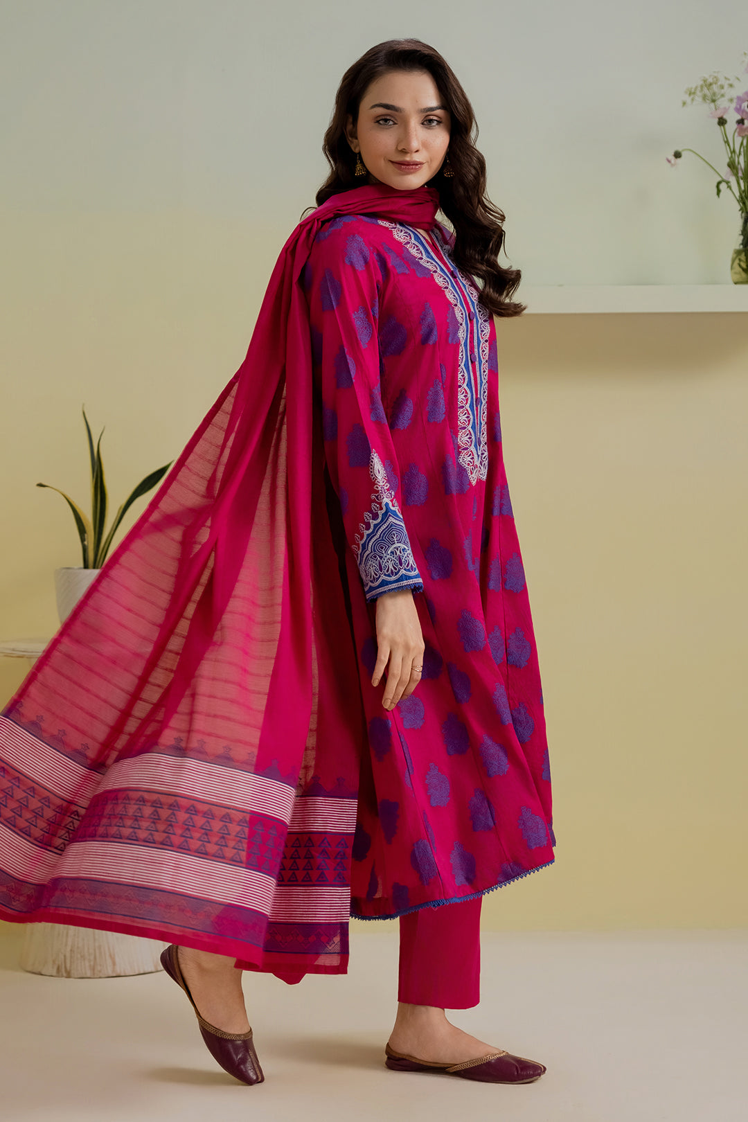Embroidered Kurta Dupatta Trouser - 1249