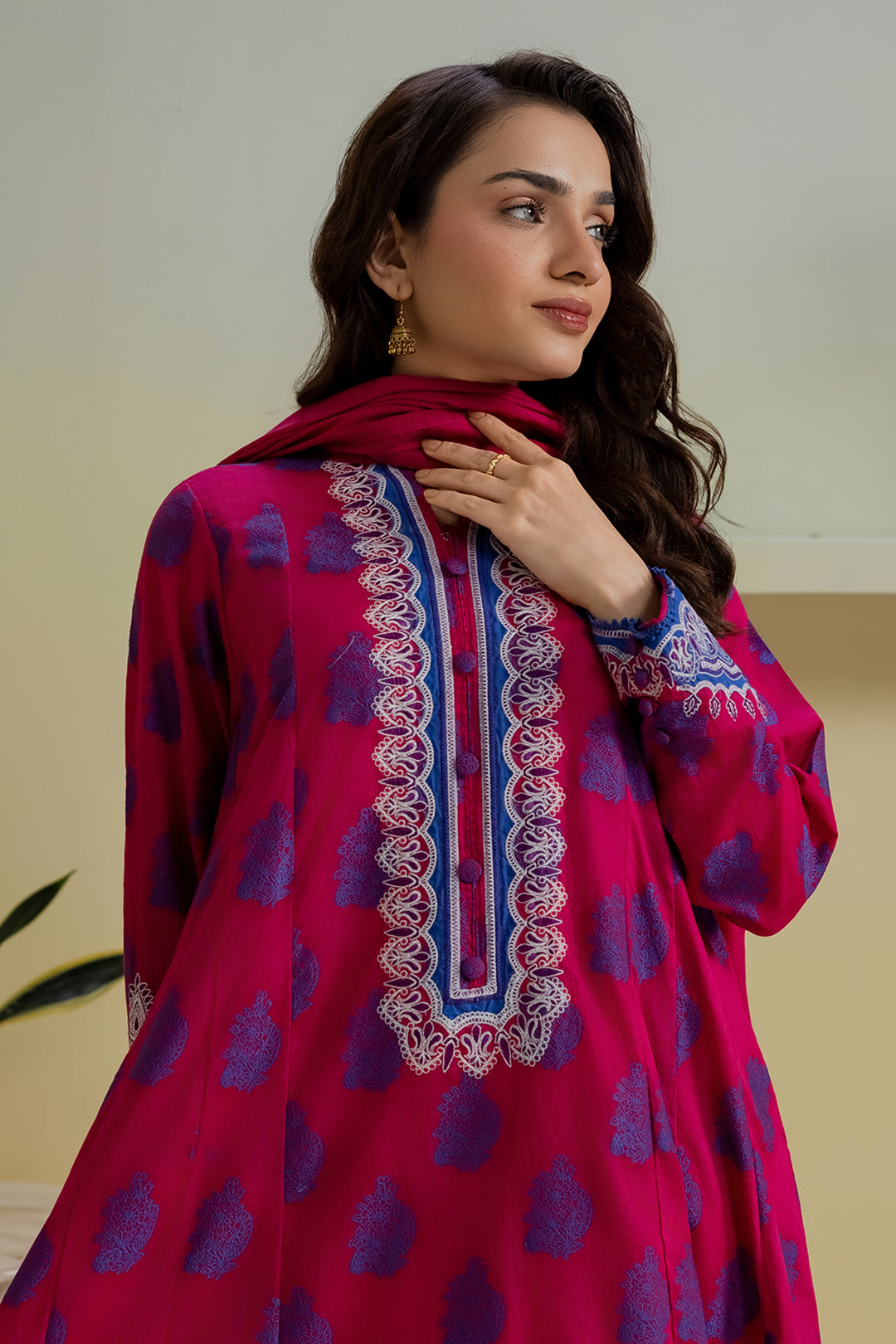 Embroidered Kurta Dupatta Trouser - 1249