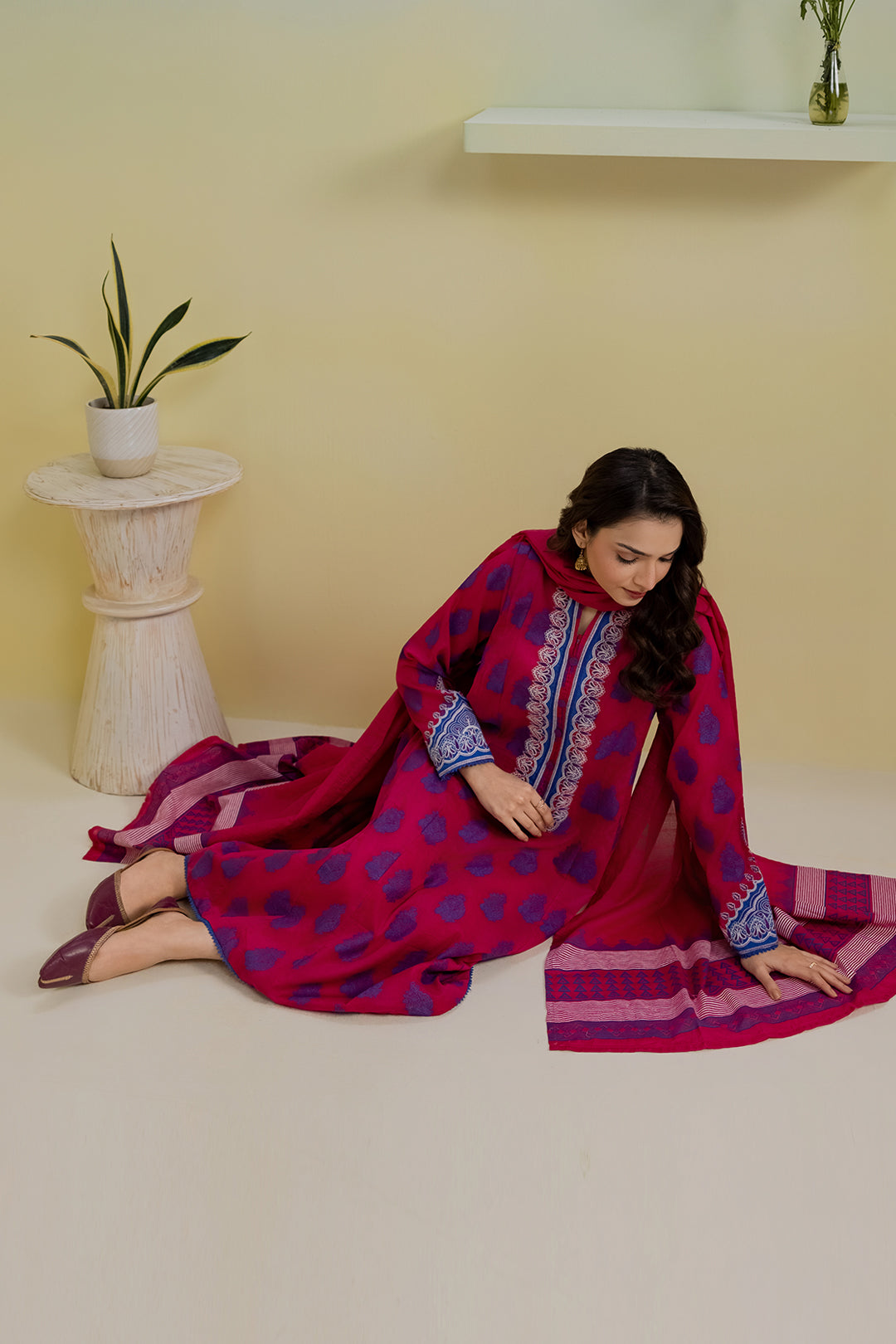 Embroidered Kurta Dupatta Trouser - 1249