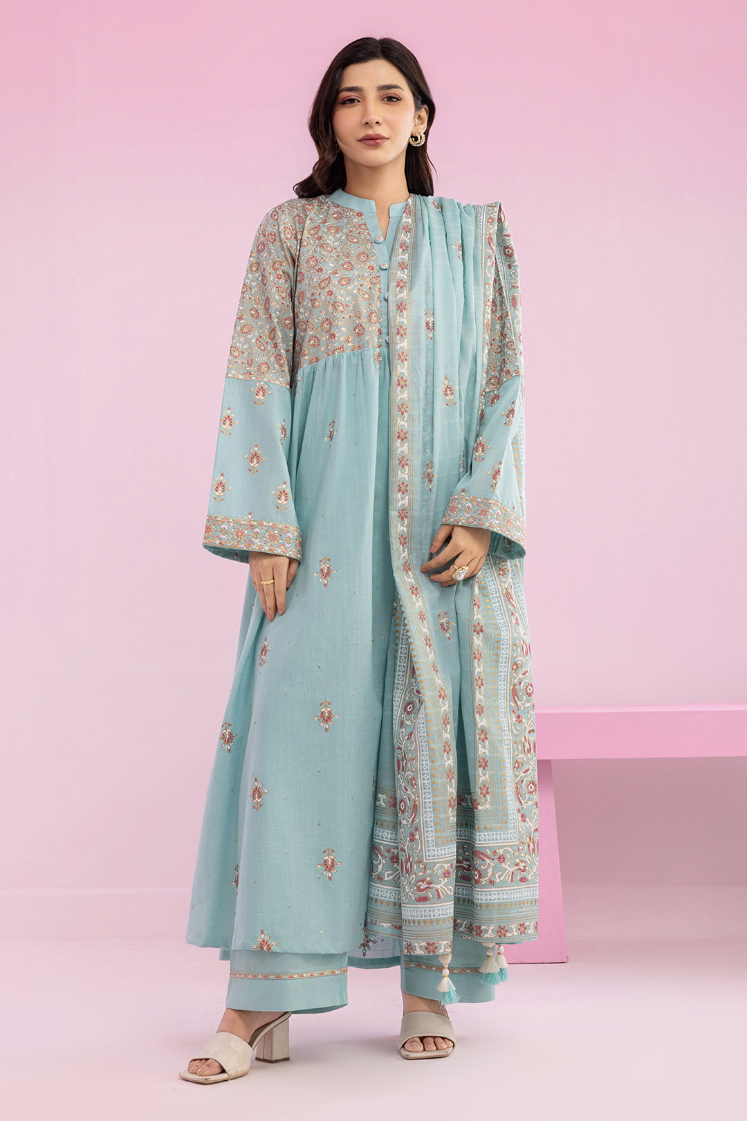Embroidered Kurta Dupatta Trouser - 2504