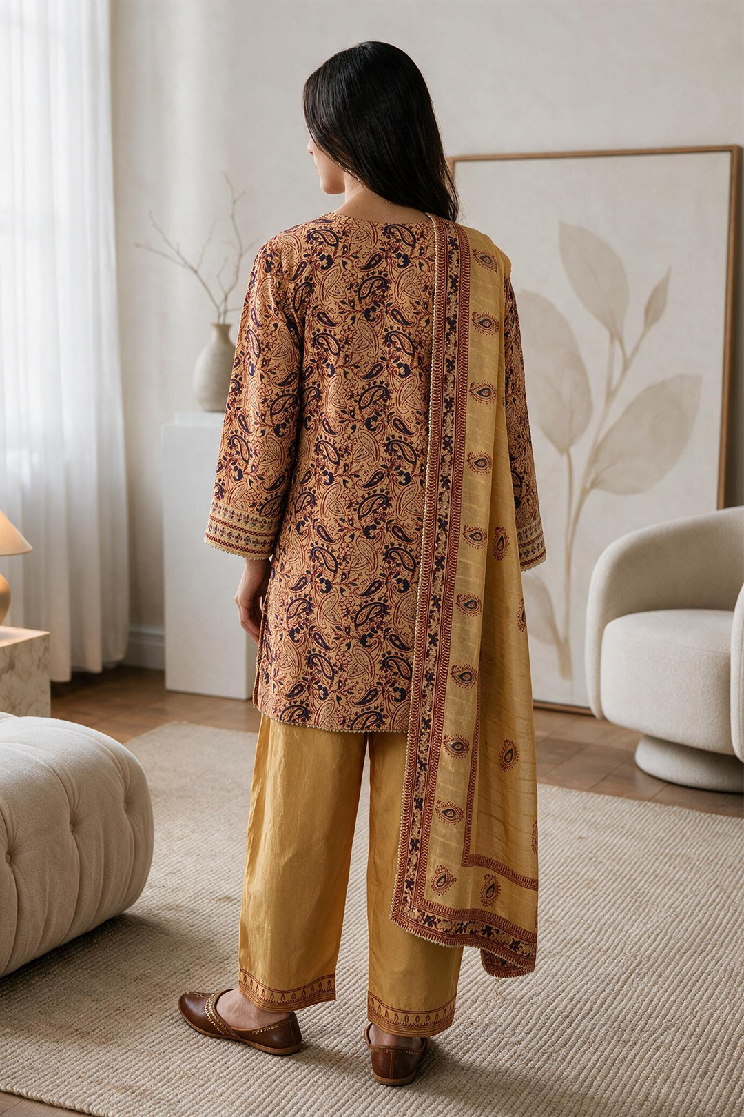 Embroidered Kurta Dupatta Trouser - 2515