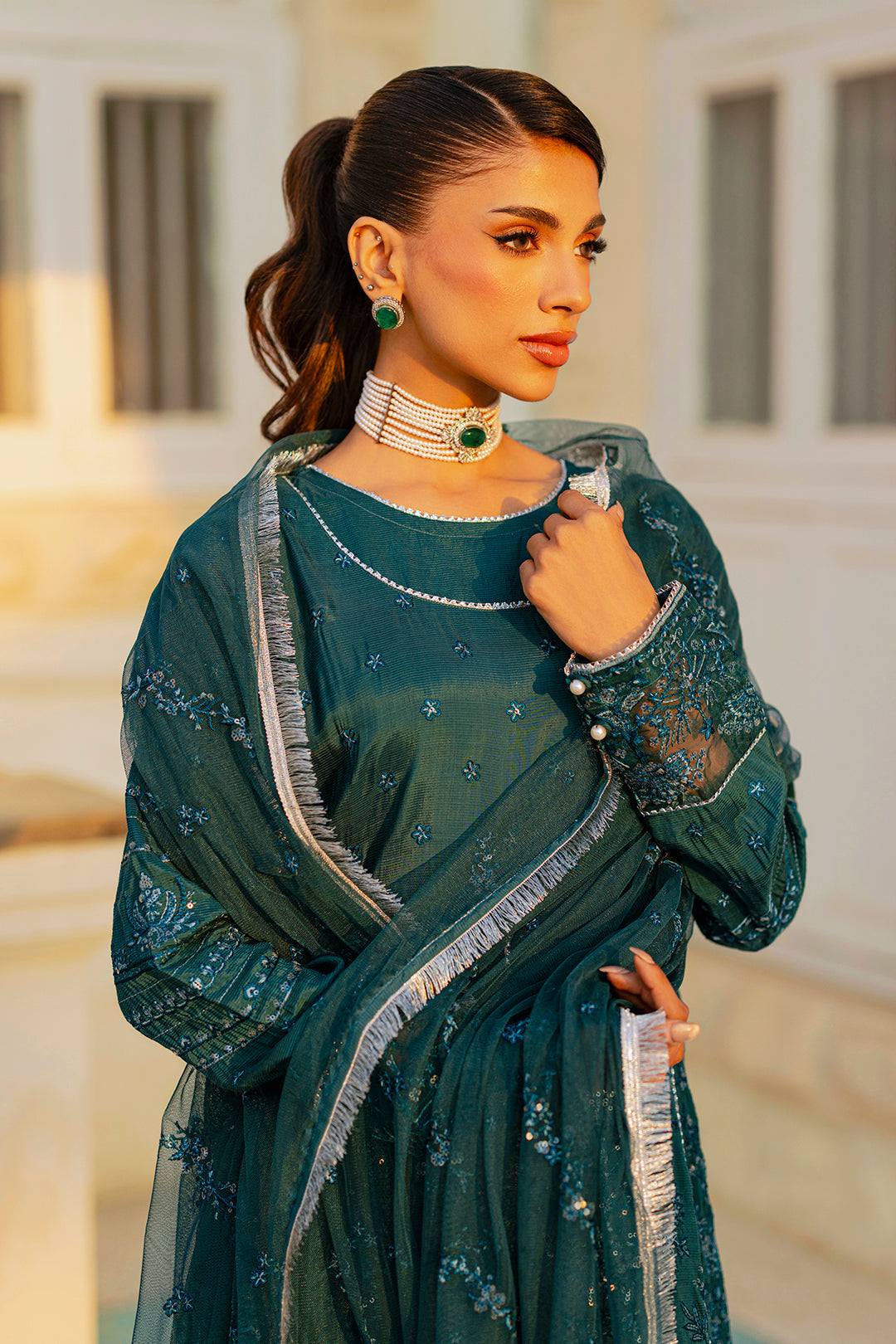 Embroidered Kurta Dupatta Trouser - 0738