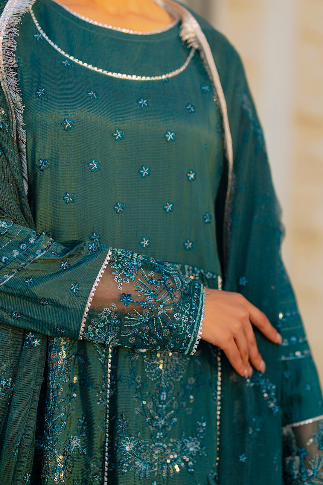 Embroidered Kurta Dupatta Trouser - 0738