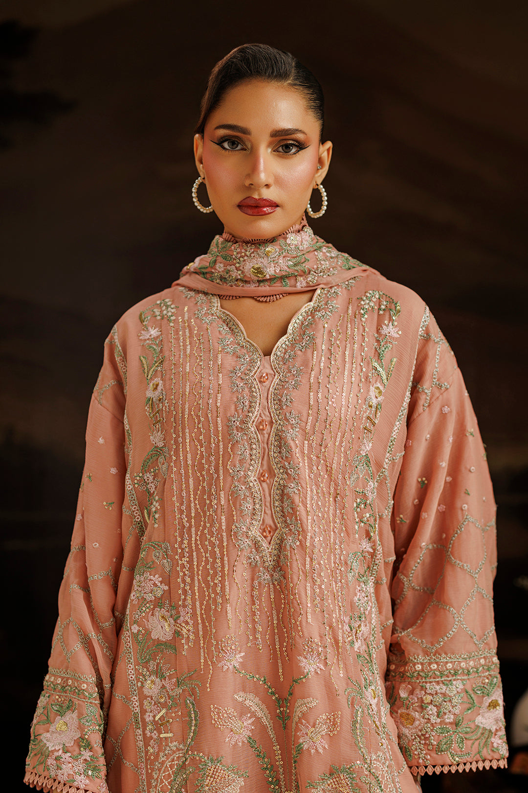 Embroidered Kurta Dupatta Trouser - 0761