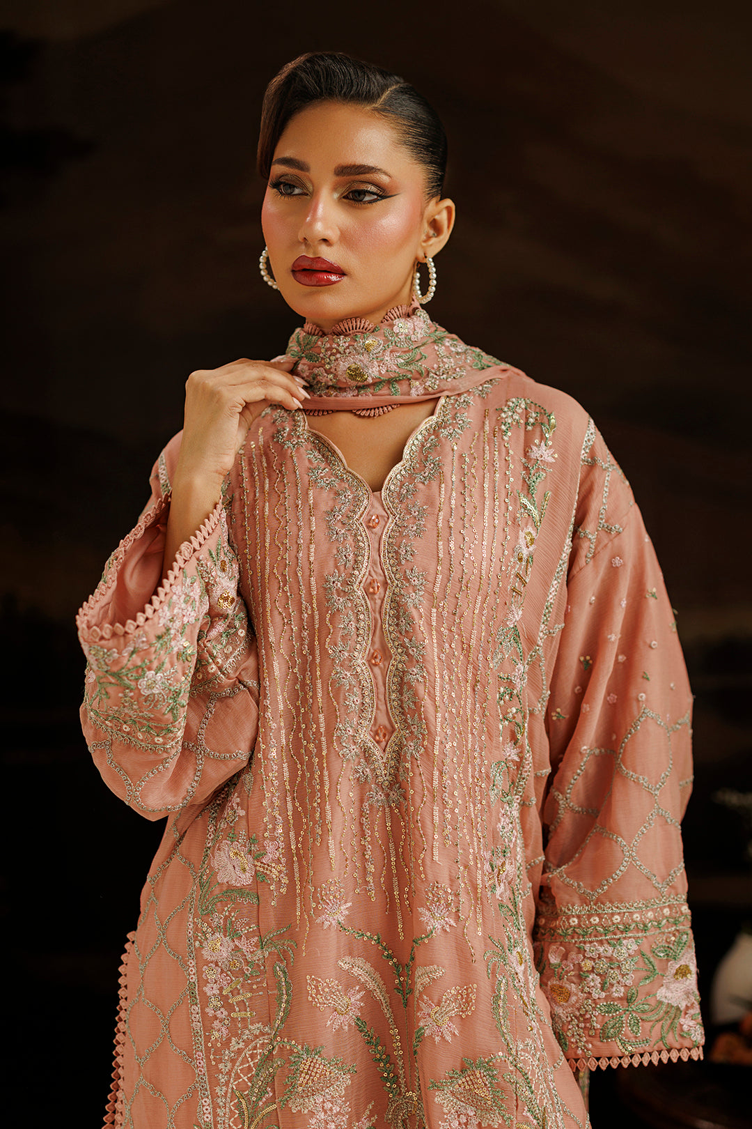 Embroidered Kurta Dupatta Trouser - 0761