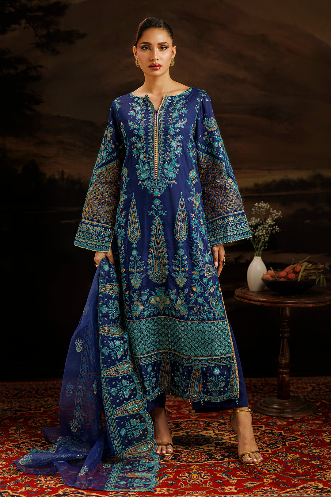 Embroidered Kurta Dupatta Trouser - 0764