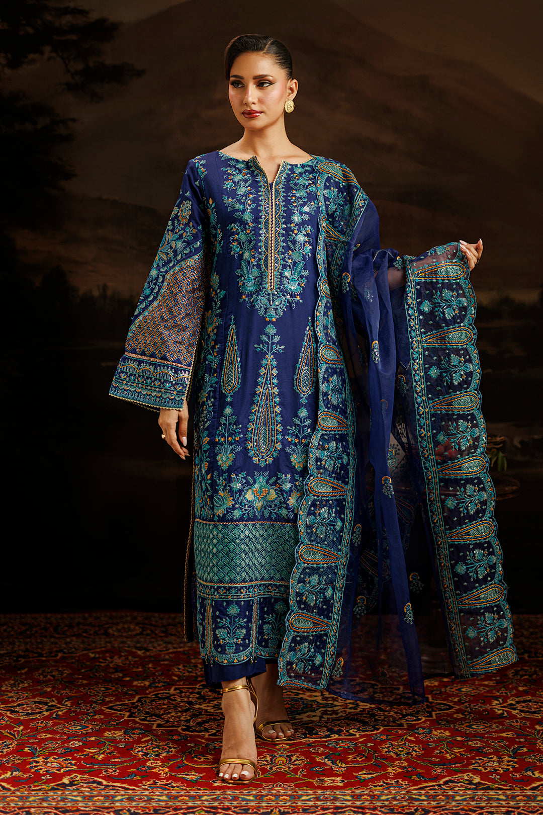 Embroidered Kurta Dupatta Trouser - 0764