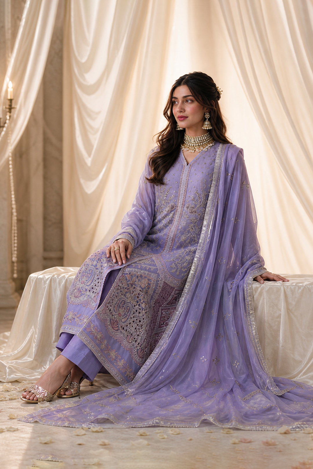 Embroidered Kurta Dupatta Trouser - 0767