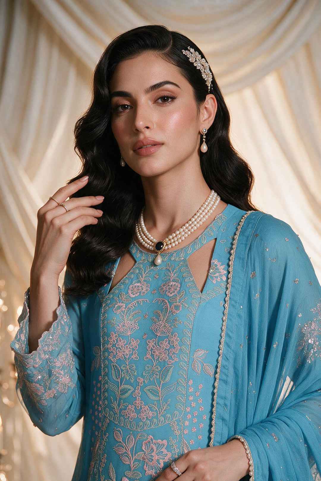 Embroidered Kurta Dupatta Trouser - 0769