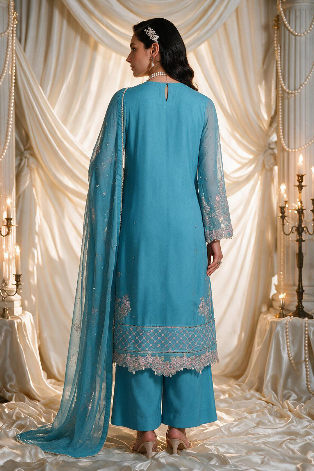 Embroidered Kurta Dupatta Trouser - 0769