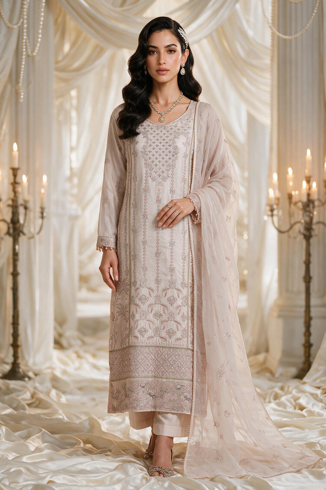 Embroidered Kurta Dupatta Trouser - 0779