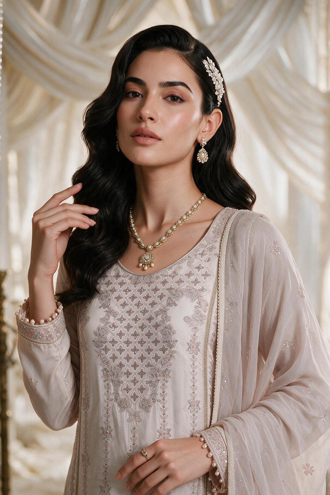 Embroidered Kurta Dupatta Trouser - 0779