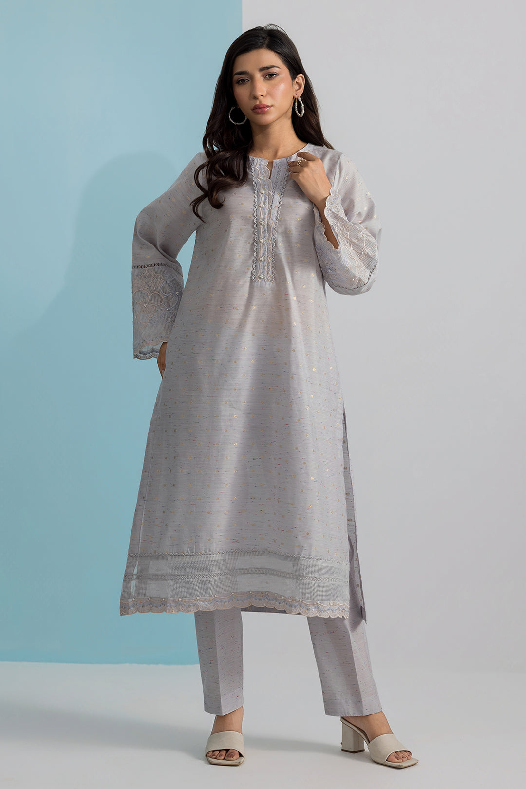 Embroidered Kurta Trouser - 1976