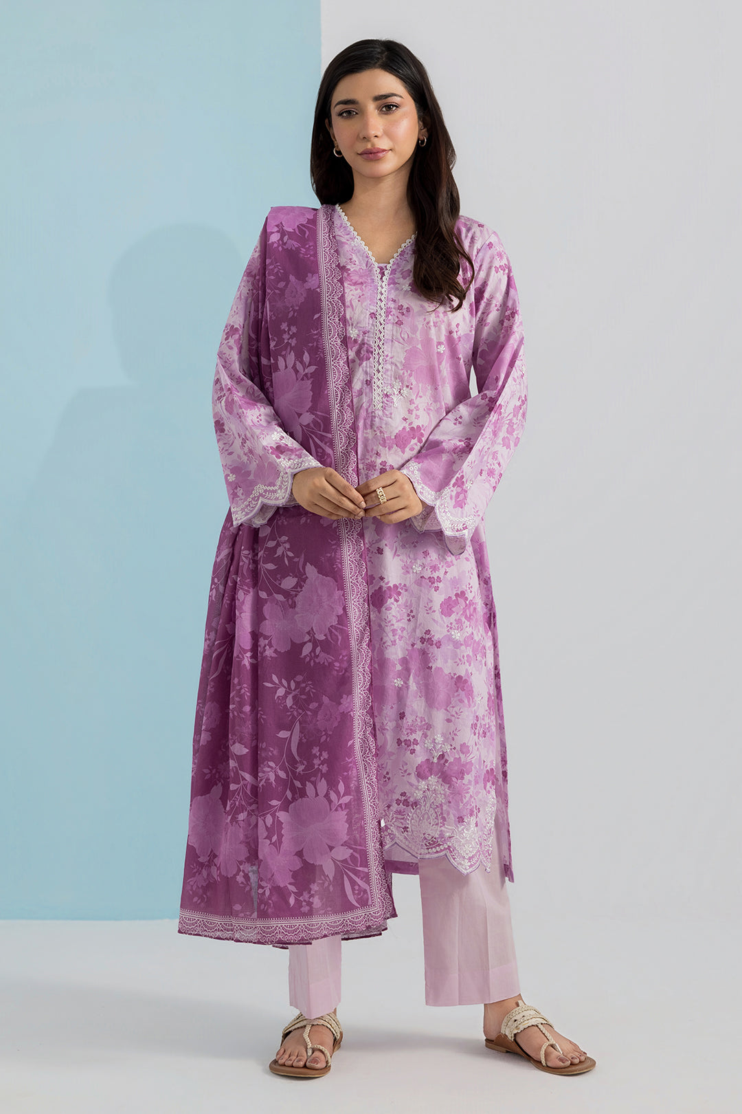 Embroidered Kurta Dupatta Trouser - 1520