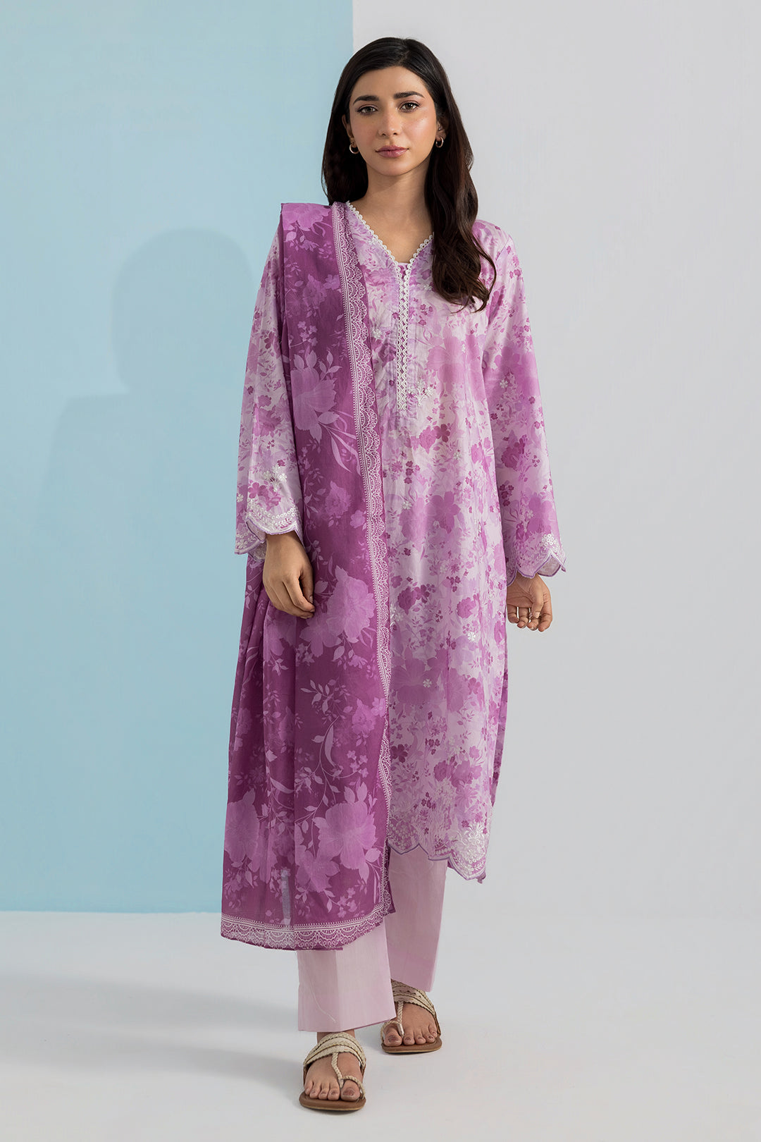 Embroidered Kurta Dupatta Trouser - 1520