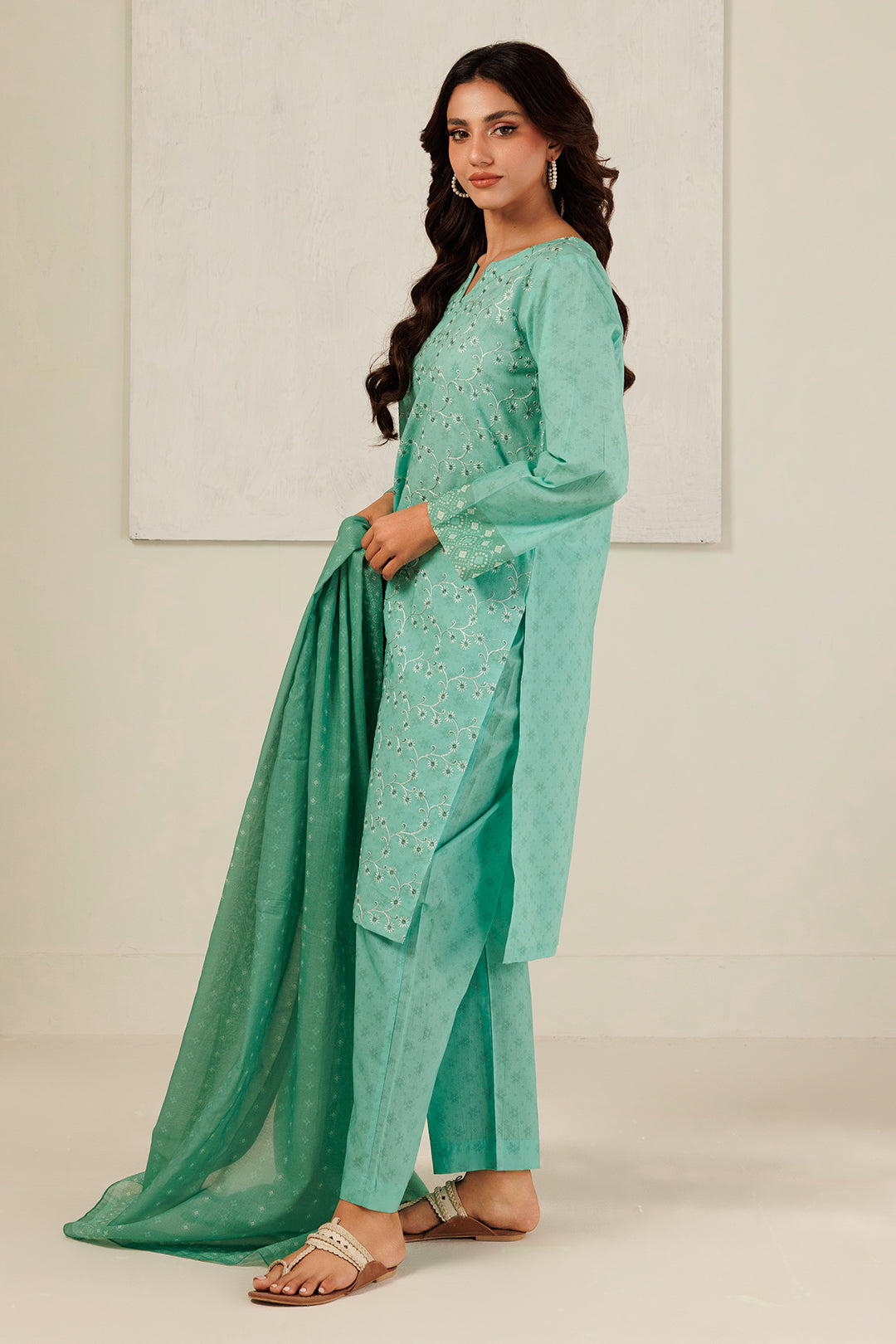 Embroidered Kurta Dupatta Trouser - 2111
