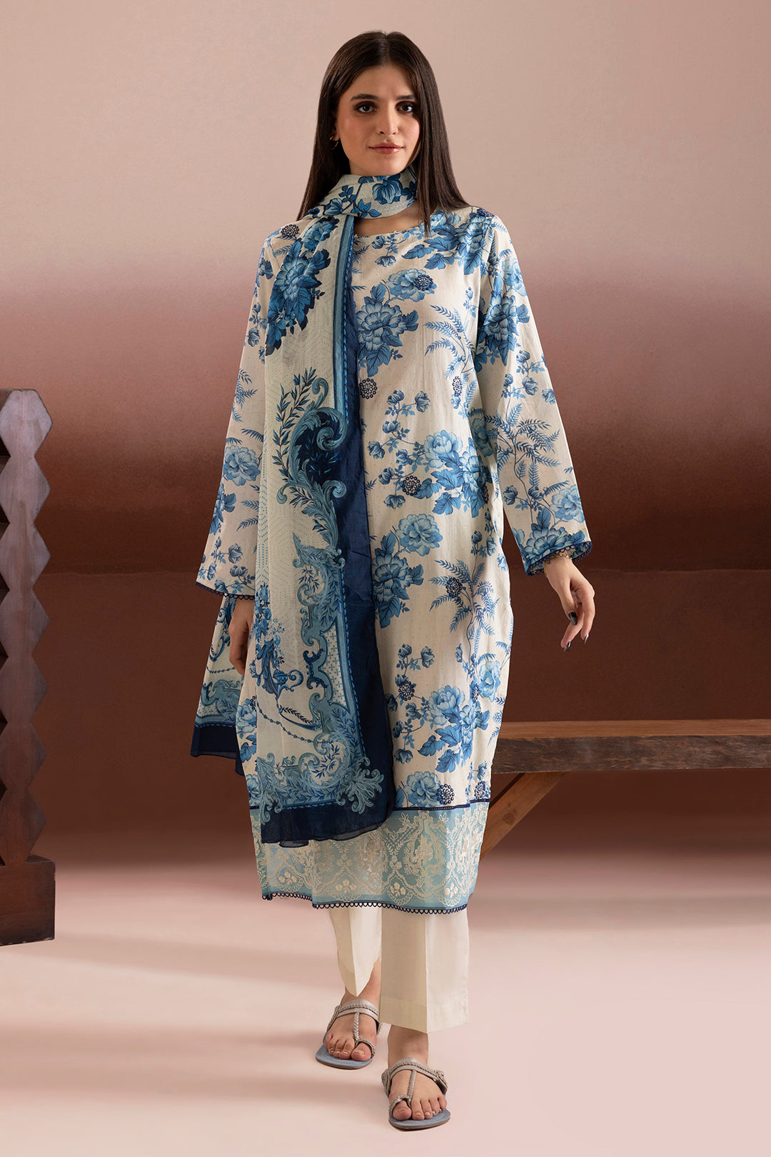 Embroidered Kurta Dupatta Trouser - 2112