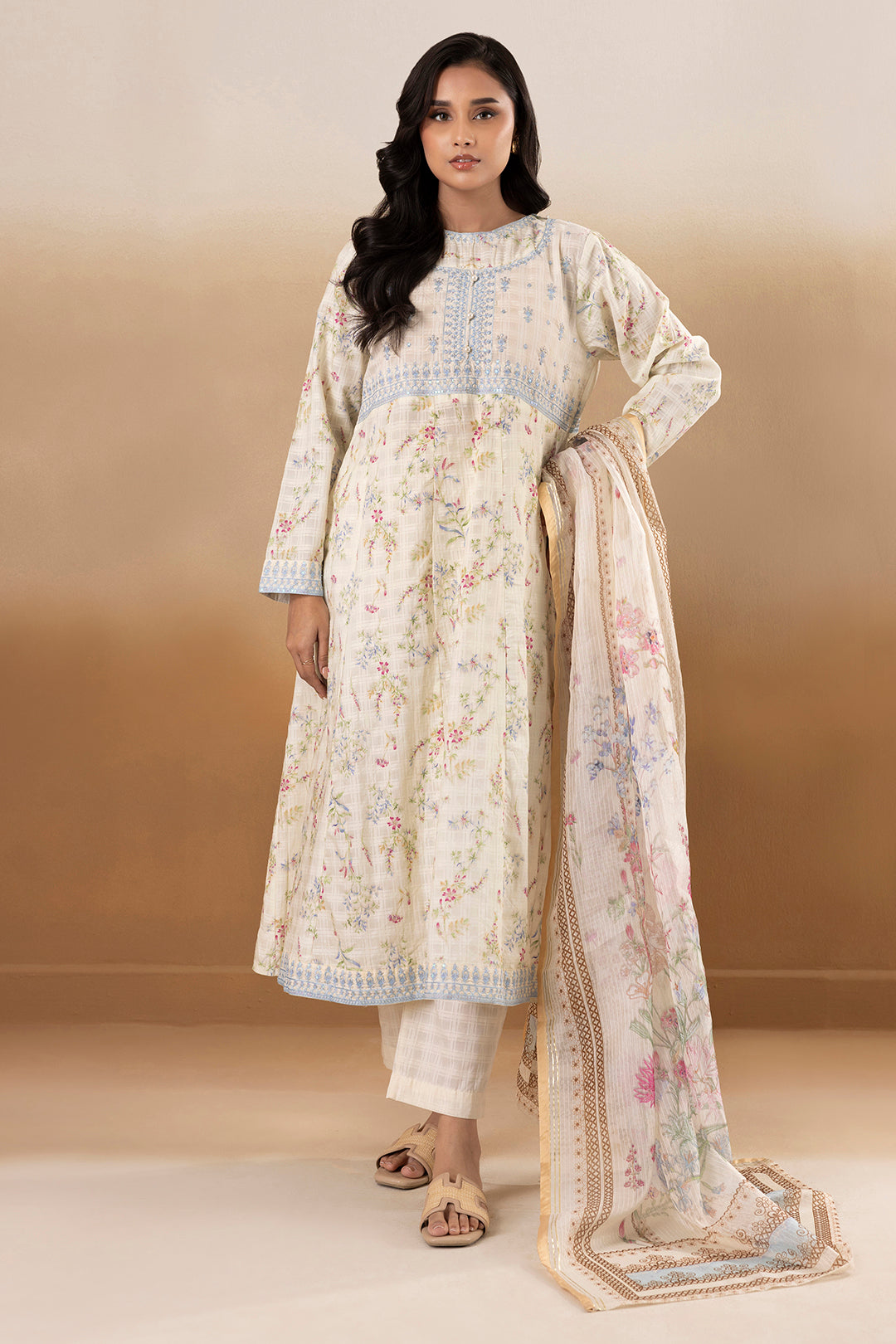 Embroidered Kurta Dupatta Trouser - 2514