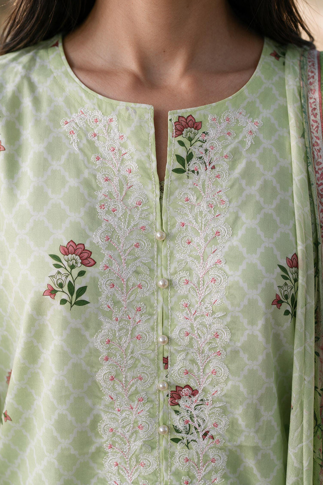 Embroidered Kurta Dupatta - 1942