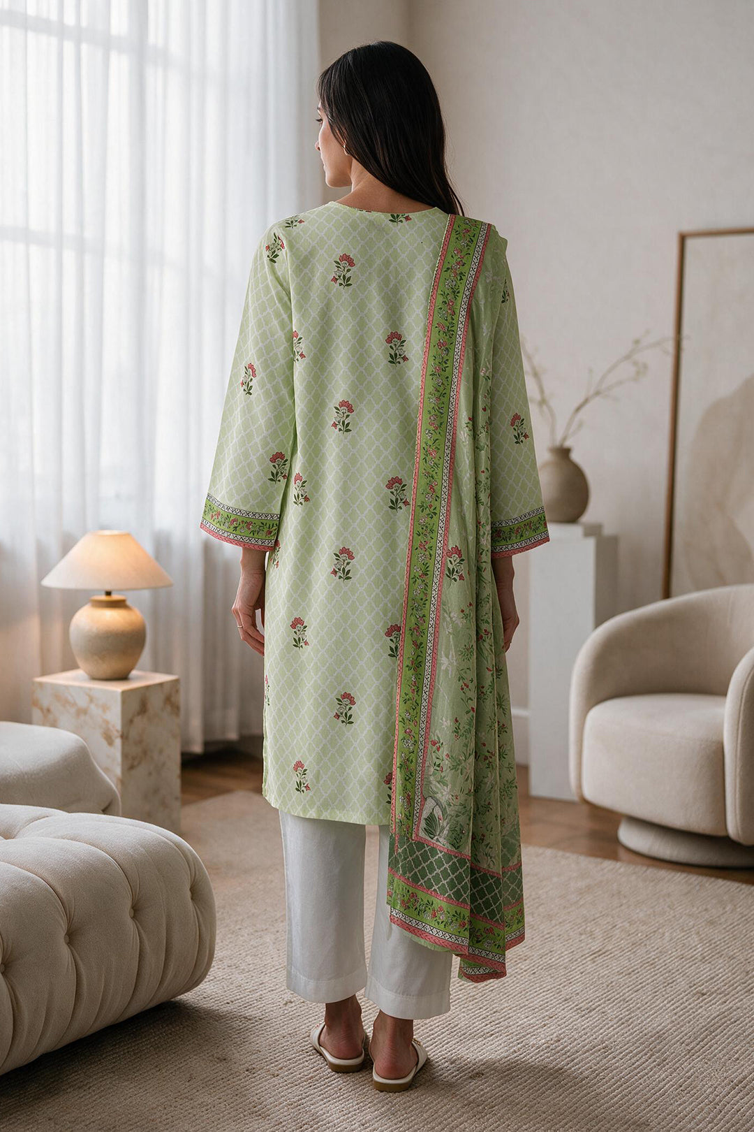 Embroidered Kurta Dupatta - 1942