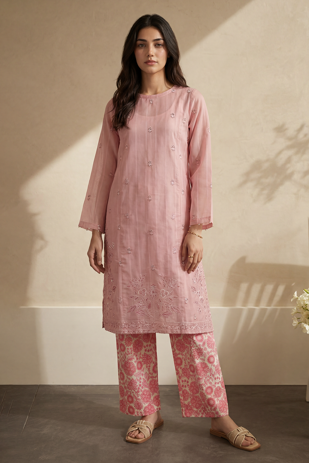 Embroidered Kurta Trouser - 2095