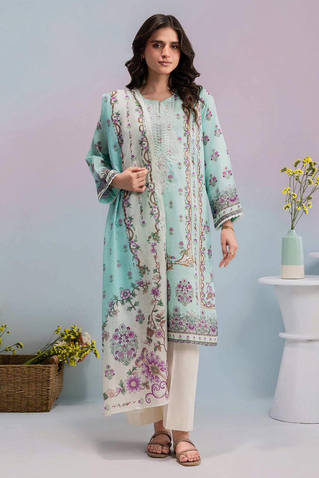 Embroidered Kurta Dupatta - 2125