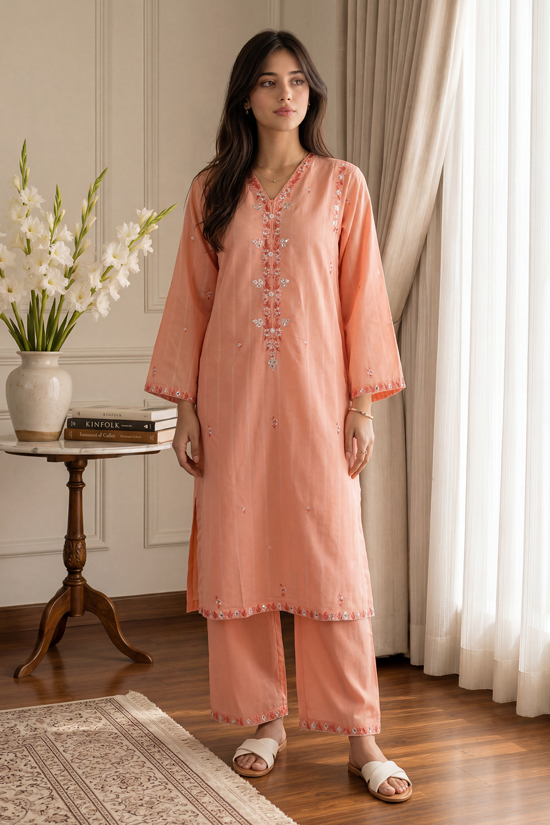 Embroidered Kurta Trouser - 2376