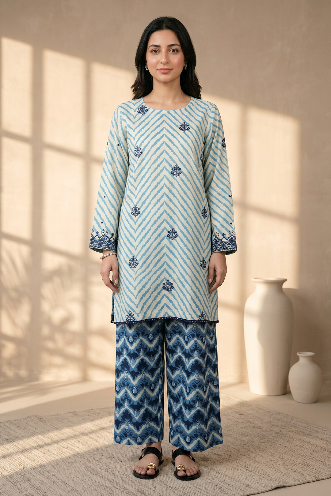Embroidered Kurta Trouser - 2383
