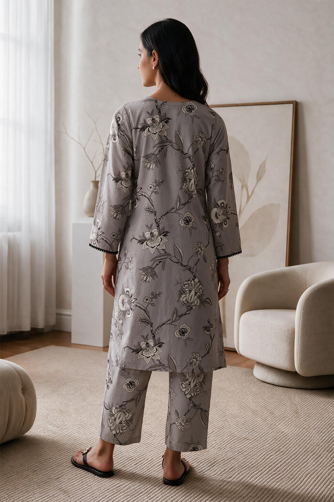 Embroidered Kurta Trouser - 2391