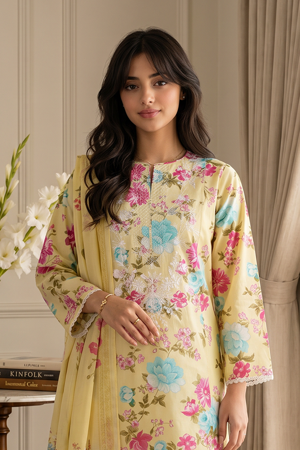 Embroidered Kurta Dupatta - 2429