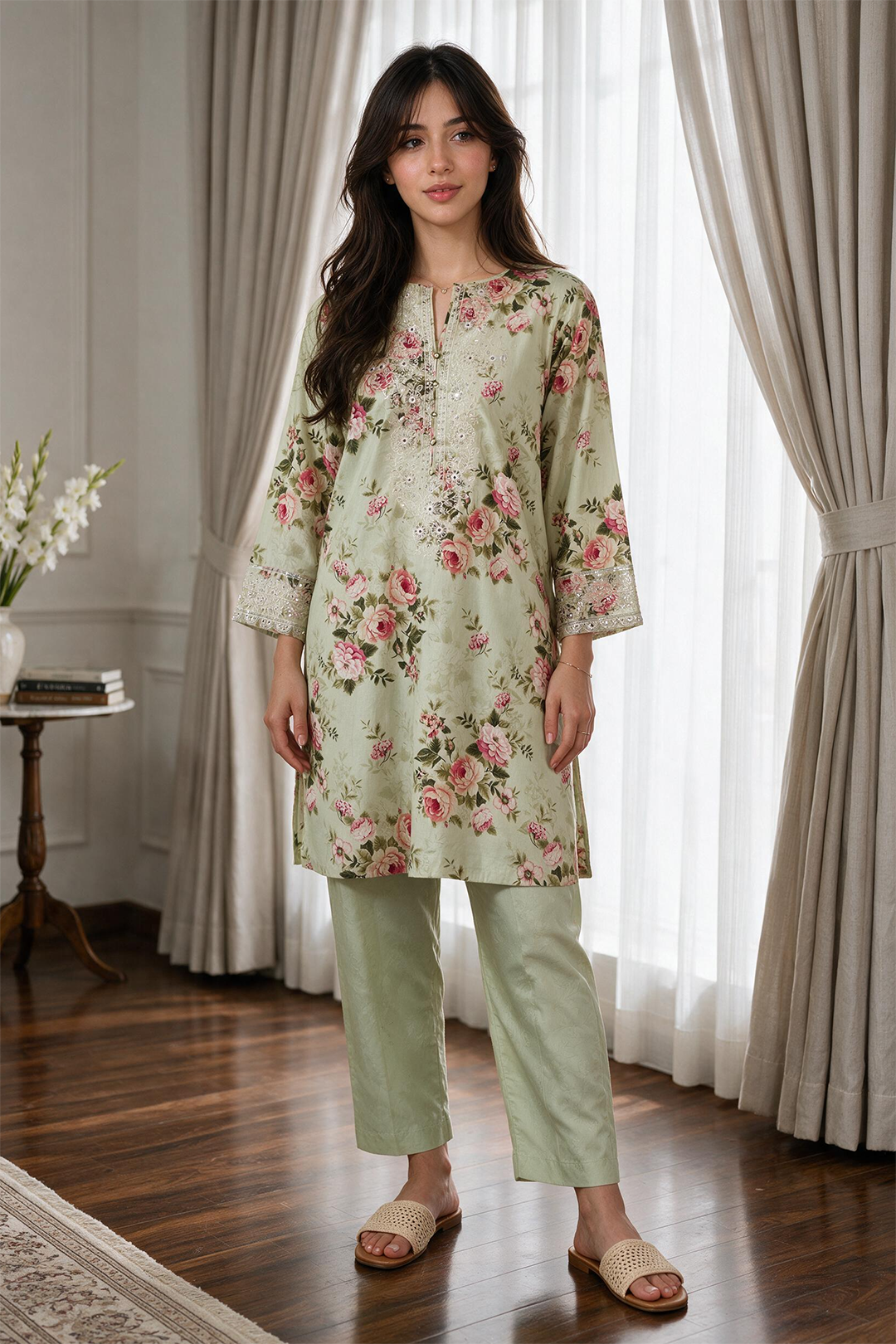 Embroidered Kurta Trouser - 2643