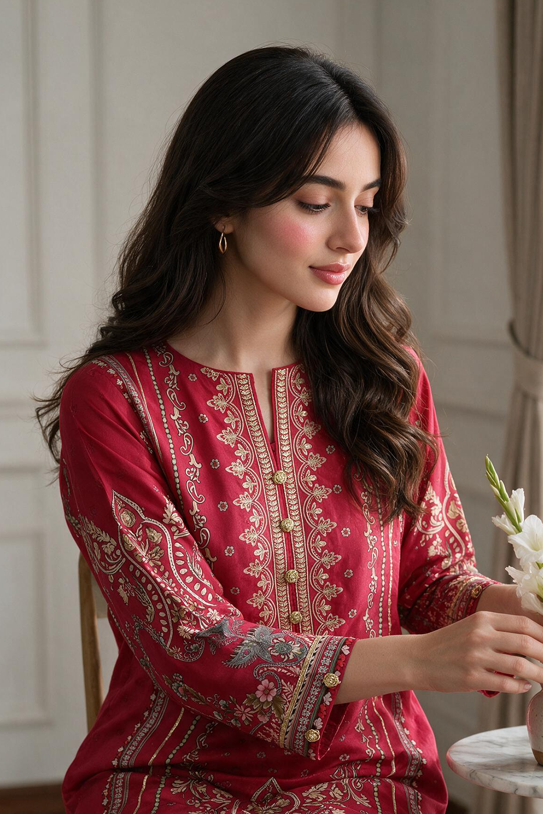 Embroidered Kurta Dupatta - 2665