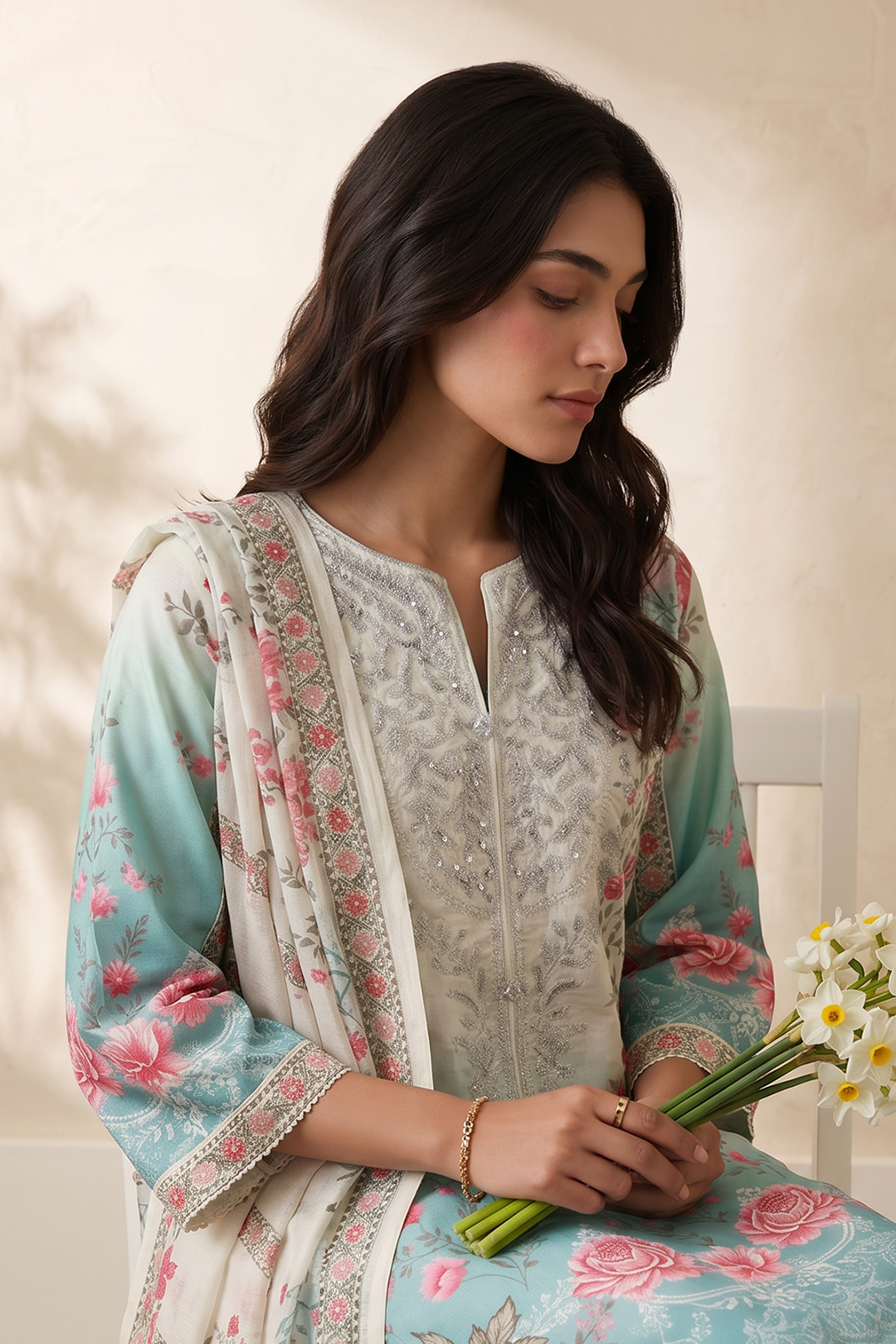 Embroidered Kurta Dupatta - 2667