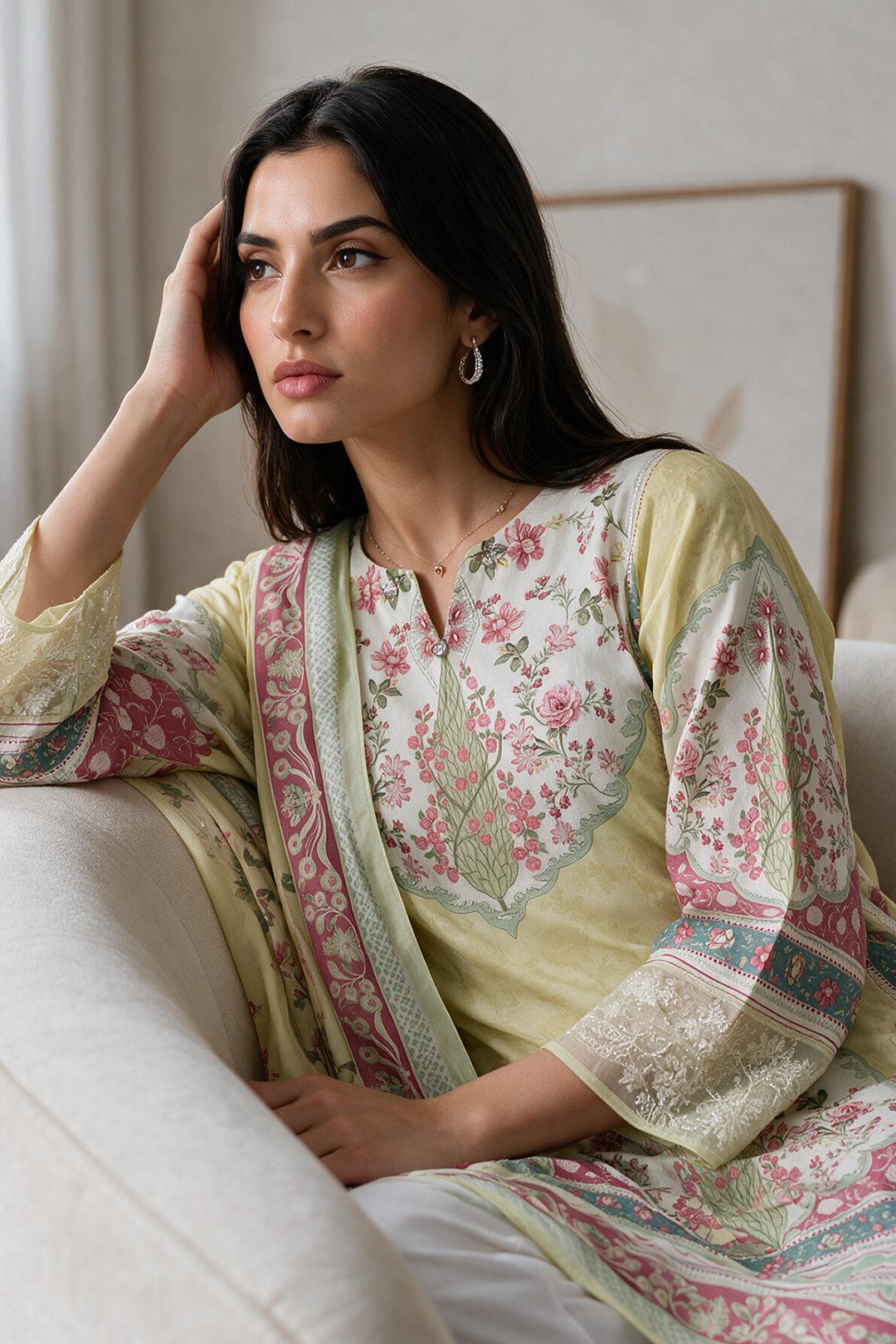 Embroidered Kurta Dupatta - 2673