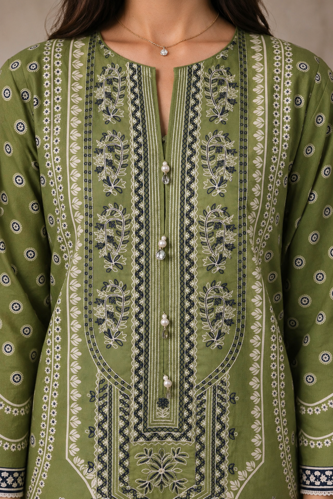 Embroidered Kurta Trouser - 2874