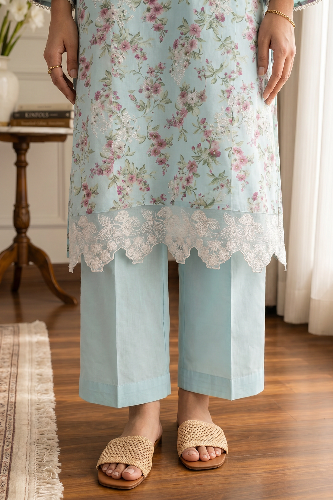 Embroidered Kurta Trouser - 3235